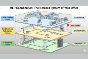MEP coordination in office interior design