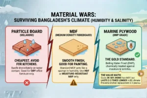 plywood vs MDF vs particle board in interior design