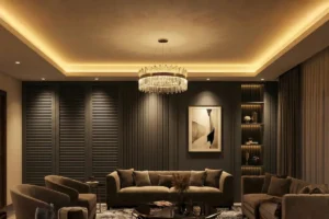 lighting an wall decor in dining interior